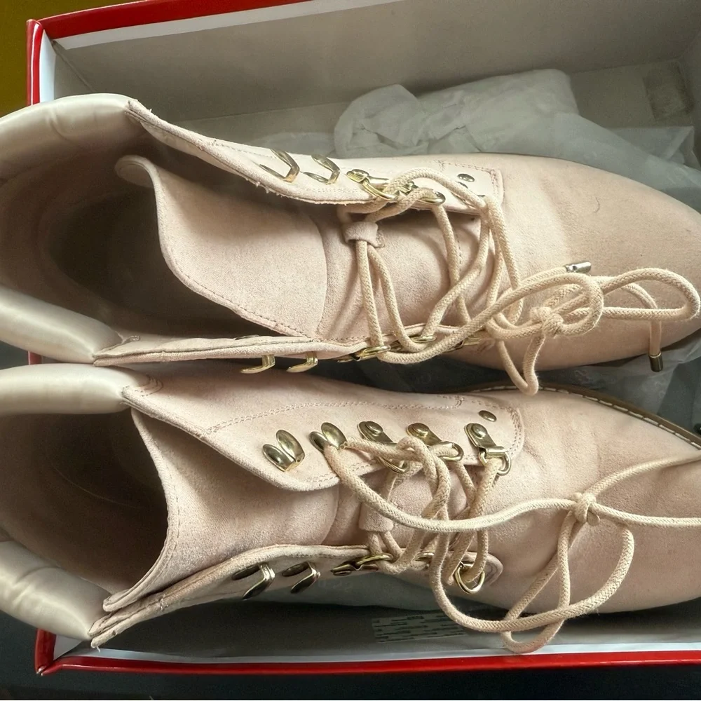 Women's Pink Guess Lace-Up Boots - Picture 6 of 9